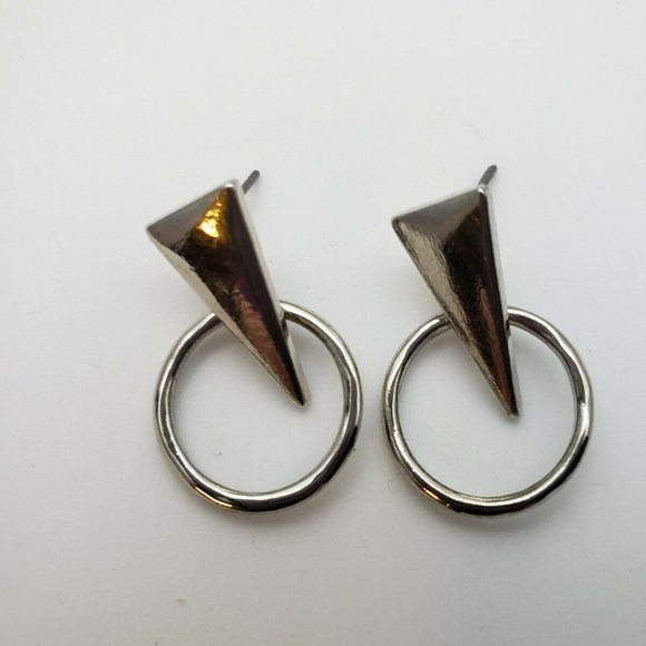 NWT Steve Madden Geometric Shape Dark Silver Tone - Picture 3 of 4